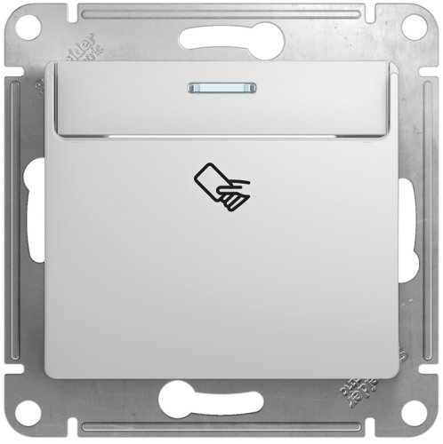 Выключатель карточный с подсветкой без рамки Systeme Electric Glossa 1-кл. алюминий картинка